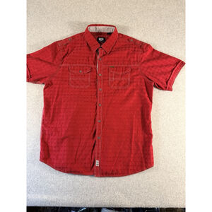 Phat Farm Red Button Shirt Mens XL Textured Check Hip Hop Streetwear Y2K